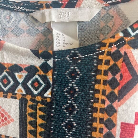 H&M White Orange Green Aztec Print Racerback Skater Midi Dress; SZ M; NWOT - Picture 6 of 8